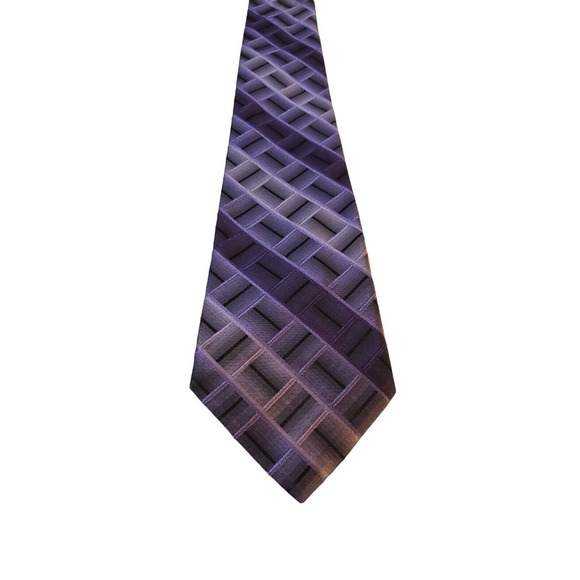 Arrow 100% Silk Tie Purple Geometric Men Necktie Business Work Church Wedding - Picture 1 of 13